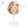 Oglinda Cosmetica cu suport Navaris, Iluminare LED, si oglinda suplimentara, marire 5x, reglabila 360 °, 48931.48