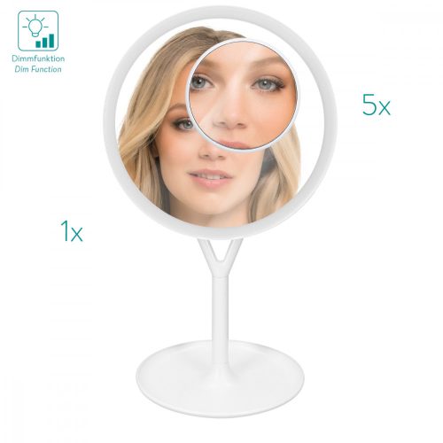 Oglinda Cosmetica cu suport Navaris, Iluminare LED, si oglinda suplimentara, marire 5x, reglabila 360 °, 48931.48