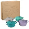 Set 4 Mini Oale din fontă Navaris, 10.5 cm, 290 ml, pentru cuptor și plită, 49079.04.01