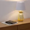 Lampa de masa Navaris, design ananas, 40 cm, gold/white, ceramica si metal, alb/auriu, ceramica/metal