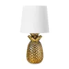 Lampa de masa Navaris, design ananas, 35 cm, gold/white, ceramica si metal, multicolor, ceramica/metal