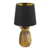 Lampa de masa Navaris, design ananas, 35 cm, gold/black, negru, sticla/ceramica/metal