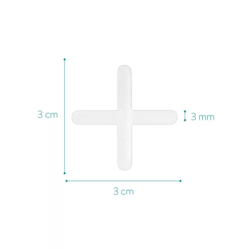 Set 100 distantiere pentru gresie/faianta Navaris, 3 mm, de unica folosinta, alb, plastic