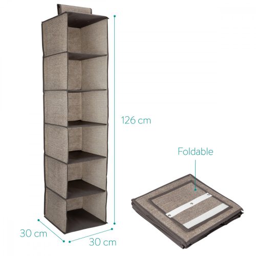 Set 2 Organizator imbracaminte suspendat, 6 rafturi, 30 x 30 x 126 cm, 46267.05.2