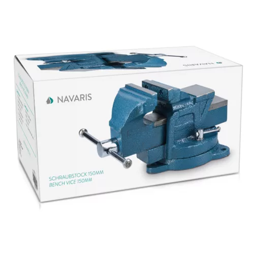 Menghina Navaris 150 mm, baza rotativa 360 de grade, prindere 135 mm, falci moi, fonta, negru, metal