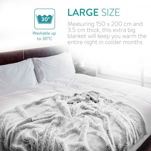 Patura Navaris reversibila cu blana, 150 x 200 cm, gri, 49847.22.02