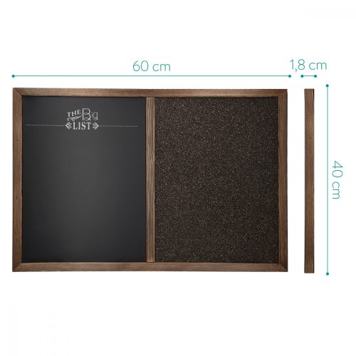 Tabla magnetica combinata cu creta si pluta Navaris, 60 x 40 cm, 50000.01