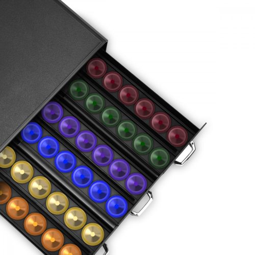 Suport pentru capsule de cafea Navaris cu 3 sertare, Universal, 48 capsule, Negru, 47364.02