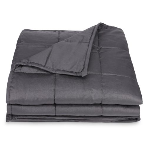 Patura grea Navaris, 135x200 cm, 8.8 kg, cu perle de sticla, gri, sticla/poliester/bumbac