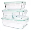 Set de 3 caserole de depozitare a alimentelor din sticla, 1500ml, 1000ml, 600ml, 47684.03.01
