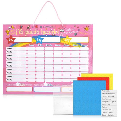 Tabla de recompense/ sarcini copii, 250 magneti, 40 x 32 cm, limba Spaniola, 48146.09