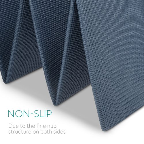 Saltea yoga pliabila Navaris, 173x61x0.4 cm, textura antiderapanta, calatorii, negru, PVC