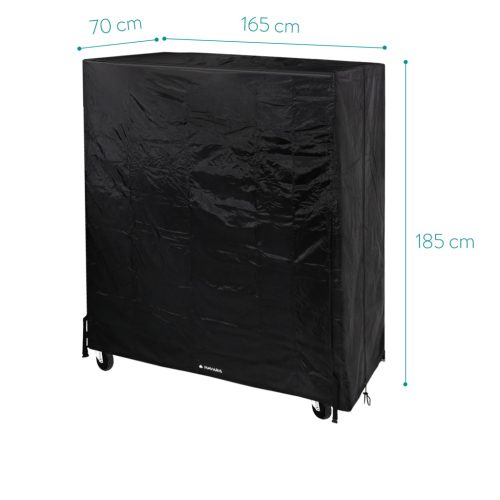 Husa masa tenis Navaris, 2 in 1, 165x70x185 cm sau 370x240 cm, fermoare, 420D Oxford, negru, poliester