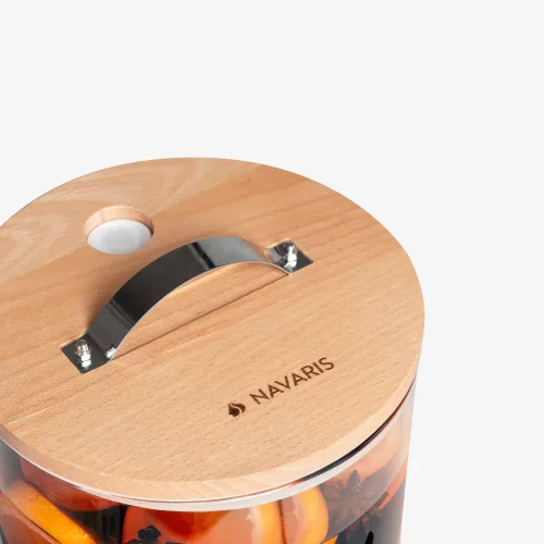 Dozator de bauturi din sticla Navaris cu robinet si stand, 5 l, Maro, 46785.04