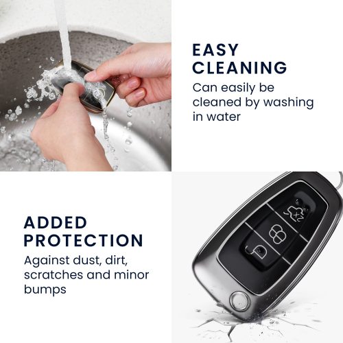 Husa Cheie Auto pentru Ford - 3 Butoane, Silicon, Negru, 48039.95