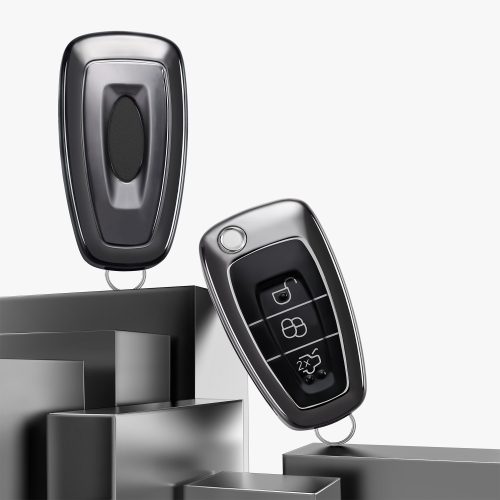 Husa Cheie Auto pentru Ford - 3 Butoane, Silicon, Negru, 48039.95