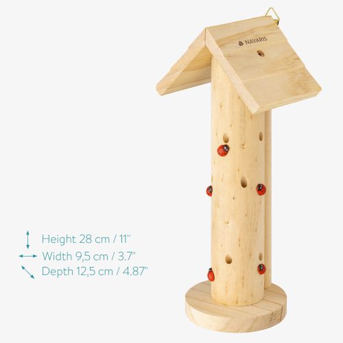 Casuta pentru gargarite din lemn de pin Navaris, 12.5 x 9.5 x 28 cm, Maro, 53216.01