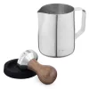 Set Latiera din inox si tamper cu maner din lemn de nuc Navaris, 51 mm, Covoras, 53238.01.02