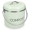 Cos de compost Navaris, 3 L, cu maner si 3 filtre carbon, pentru bucatarie, verde menta, verde, metal