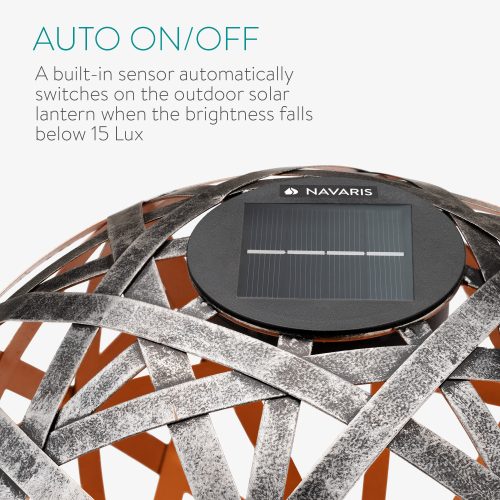 Lampa solara de exterior Navaris, Iluminare LED, 30 cm, Pornire/oprire automata, 47543.09