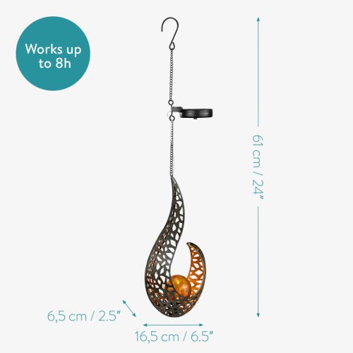 Lampa solara Navaris LED Light, 61x16,5x6,5 cm, 4000K, IP44, metal/sticla, 53310.02.01