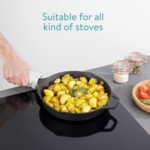 Tigaie adanca rotunda din fonta cu maner Navaris - 25 cm, 48585.01.2