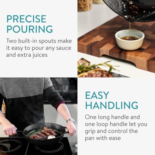 Tigaie adanca rotunda din fonta cu maner Navaris - 30 cm, Verde inchis, 53784.02