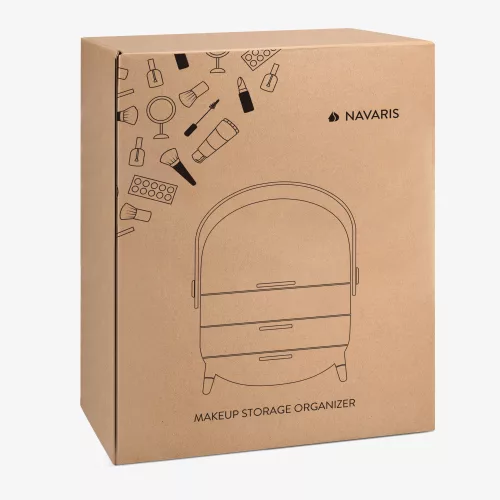 Organizator pentru cosmetice cu 2 sertare si capac transparent Navaris, Alb, 53845.02