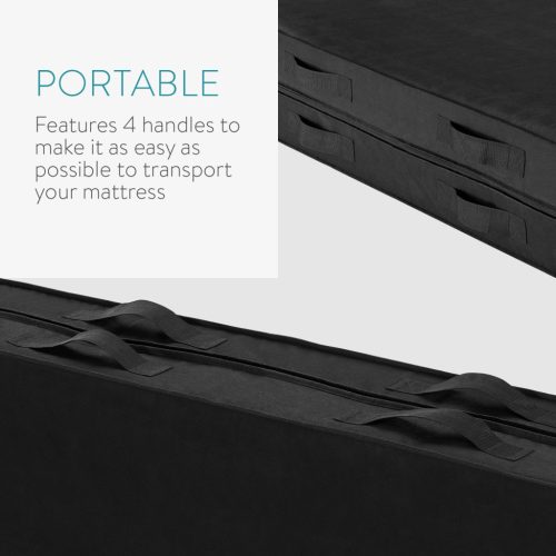 Protectie saltea Navaris, 90x200x25 cm, depozitare si transport, 4 manere, negru, polipropilena