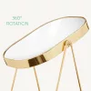 Oglinda cosmetica Navaris cu tava pentru bijuterii, 20.5x13.3x28 cm, roz/auriu, sticla/metal