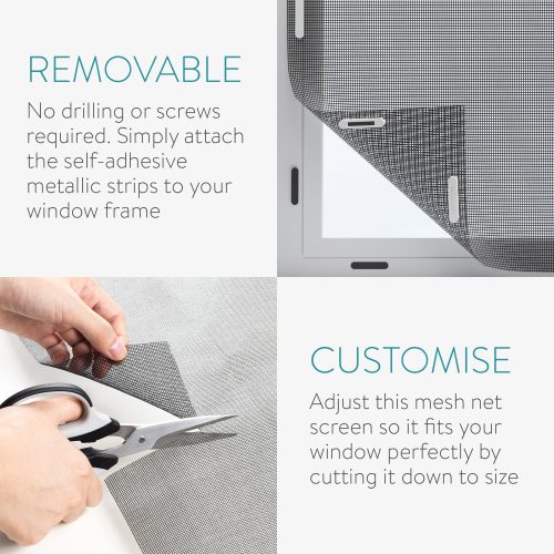 Plasa de insecte pentru fereastra Navaris, 220 x 150 cm, Ajustabila, Cleme magnetice, 54487.3