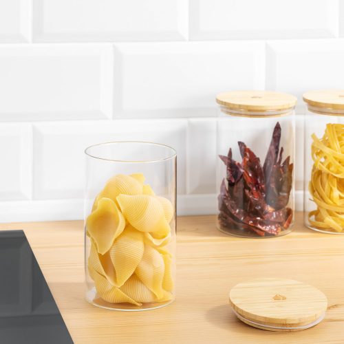 Set 3 Borcane de depozitare cu capac din bambus Navaris, 1000 ml, 54600.02.03