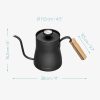 Fierbator cafea Navaris pour-over, 1000 ml, termometru integrat, argintiu, lemn/otel inoxidabil