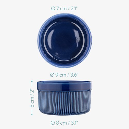 Set 6 ramekin ceramice Navaris, 9 cm, pentru cuptor 220C, deserturi/tapas, albastru, Ceramica