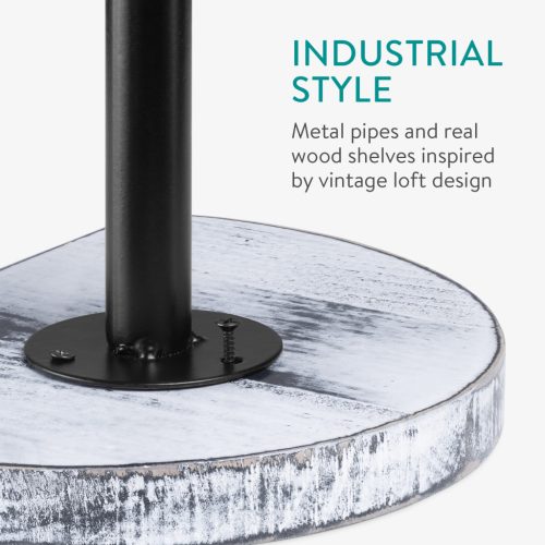 Set 3 rafturi decorative rotunde Navaris, perete, 20x15x2 cm, pin/metal, alb, metal