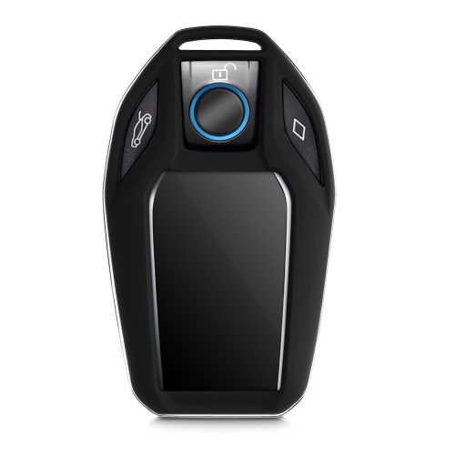 Husa Cheie Auto pentru BMW - Display, kwmobile, Plastic, Negru / Rosu, 49672.02