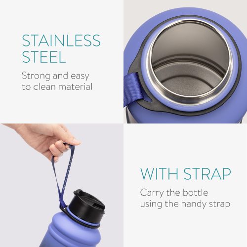 Sticla de apa din otel inoxidabil Navaris cu un singur perete, 1.3 litri, Albastru, 52873.04.02