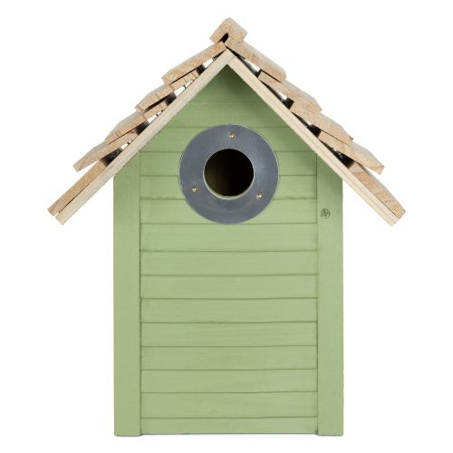 Casuta pentru pasari din lemn de pin Navaris, 25 x 20 x 17.9 cm, Verde, 55458.01