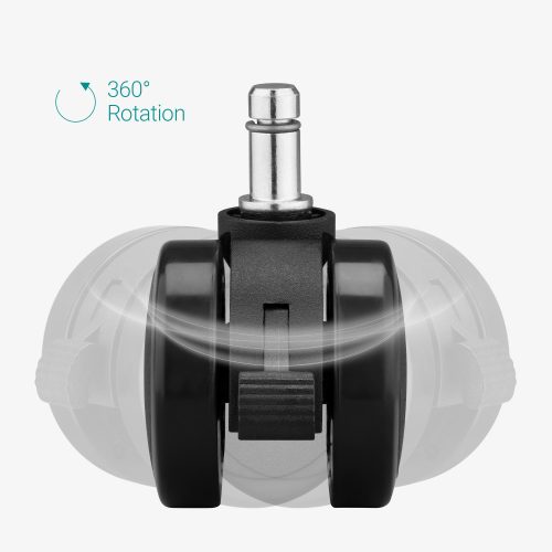 Set 5 Roti pentru scaun de birou tija 11/22 mm, Kwmobile, Negru, Nylon, 55602.02