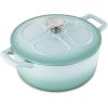 Oala antiaderenta din fonta Navaris pentru plite/cuptoare - 24 cm - 3,5 l - verde deschis, 48777.01.71