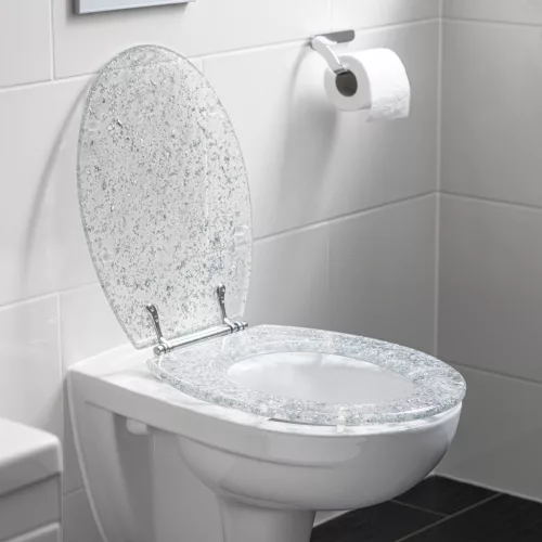 Capac toaleta Navaris, glitter, 42x36x4.5 cm, rasina transparenta, transparent, plastic