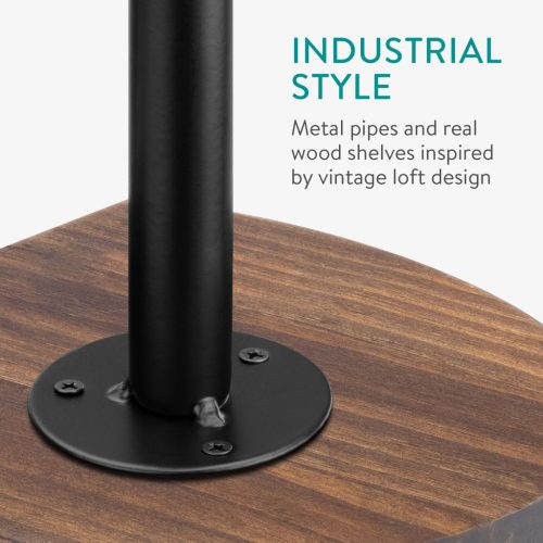 Set 3 rafturi decorative rotunde Navaris, 20x15x17 cm, montaj perete, maro/maro inchis, fier/lemn