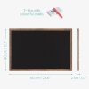 Tabla scolara Navaris cu rama MDF, 60x40 cm, montaj perete, 4 crete incluse, negru/natur, negru, MDF