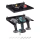 Suport cu raft scule electrice Navaris, 3 unelte, 31.5x22x4.5 cm, montaj perete/pegboard, negru, metal