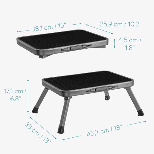Scaun pliabil Navaris, metal, capacitate 140 kg, platforma antiderapanta, 54101.22