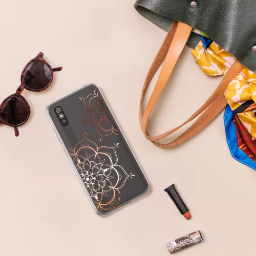 Husa Kwmobile pentru Xiaomi Redmi 9A/Redmi 9AT, Silicon, Transparent/Roz, 57092.02