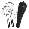Set rachete badminton Navaris, 4 rachete 65.5/54 cm, 3 fluturasi, geanta, multicolor, metal/plastic