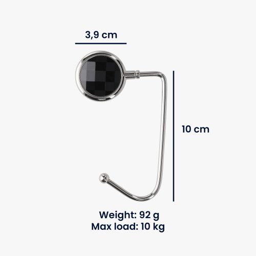 Set 2 Carlige de masa pentru genti, Kwmobile, Negru/Alb, Zinc, 57308.01