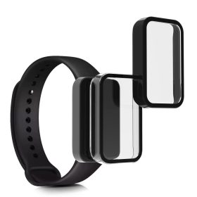   Set 2 Folii de protectie pentru Xiaomi Redmi Smart Band Pro, Kwmobile, Negru/Transparent, Sticla securizata, 57424.01