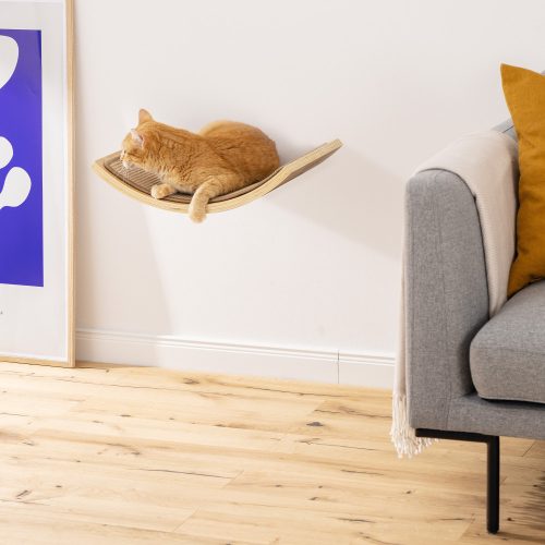 Pat suspendat pentru pisici Navaris, Lemn, Maro, 57581.01